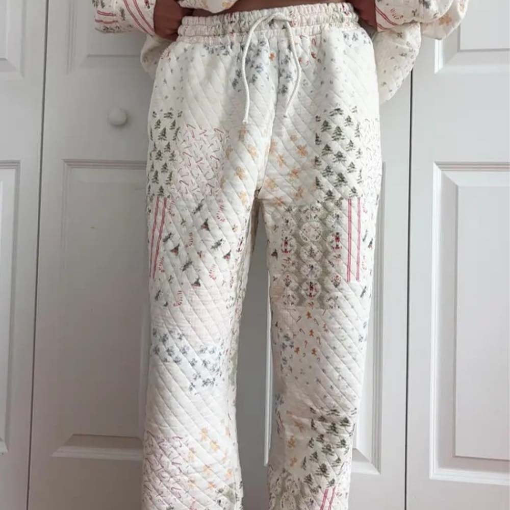 🎅Christmas Bestseller! ❄️🧣Christmas Holiday Quilted Mockneck Sweatshirt Set(✨Same as in the video)